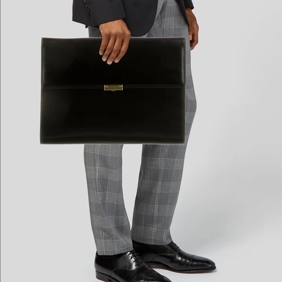 Black Leather Mark Cross folio Briefcase - Picture 2 of 11